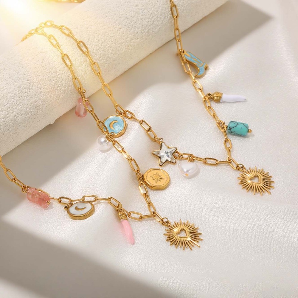 New Stylish Stainless Steel Necklace Set With Sun Knot Clavicle Chain Luxury Light Jewelry Accessories For Women