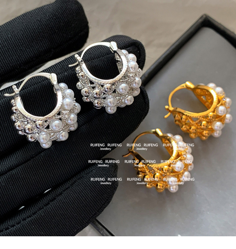 Geometric Imitation Pearl Copper Classic Style Earrings