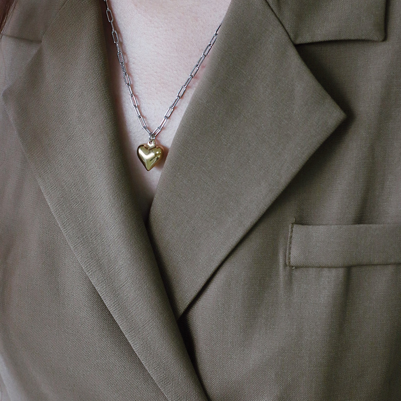 PVD Coated Real Gold Plated 18K Gold Heart 304 Stainless Steel Fashion Waterproof Non Tarnish 304 Stainless Steel Necklace
