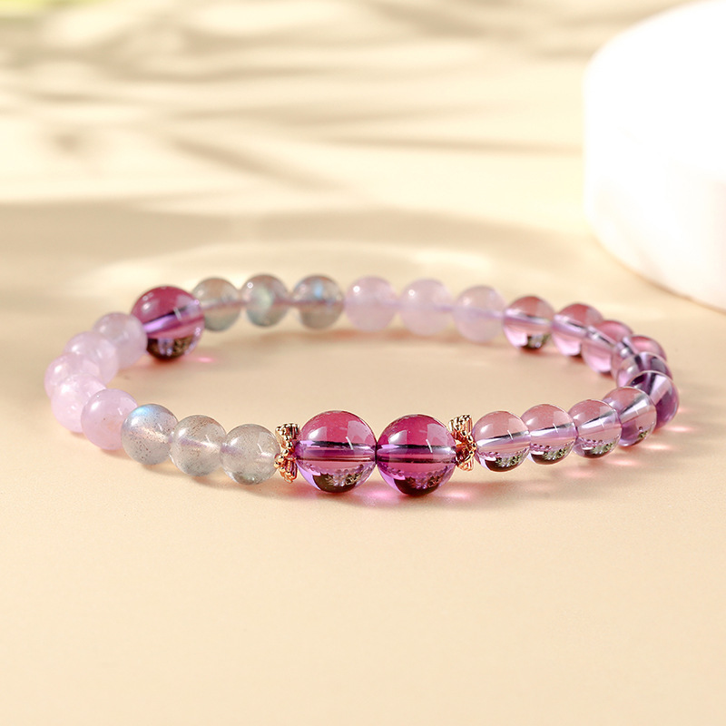JD Jewelry Natural Amethyst Lucky Bead Design Bracelet Ice Transparent Purification High-end Feel Women's Accessories Simple Style