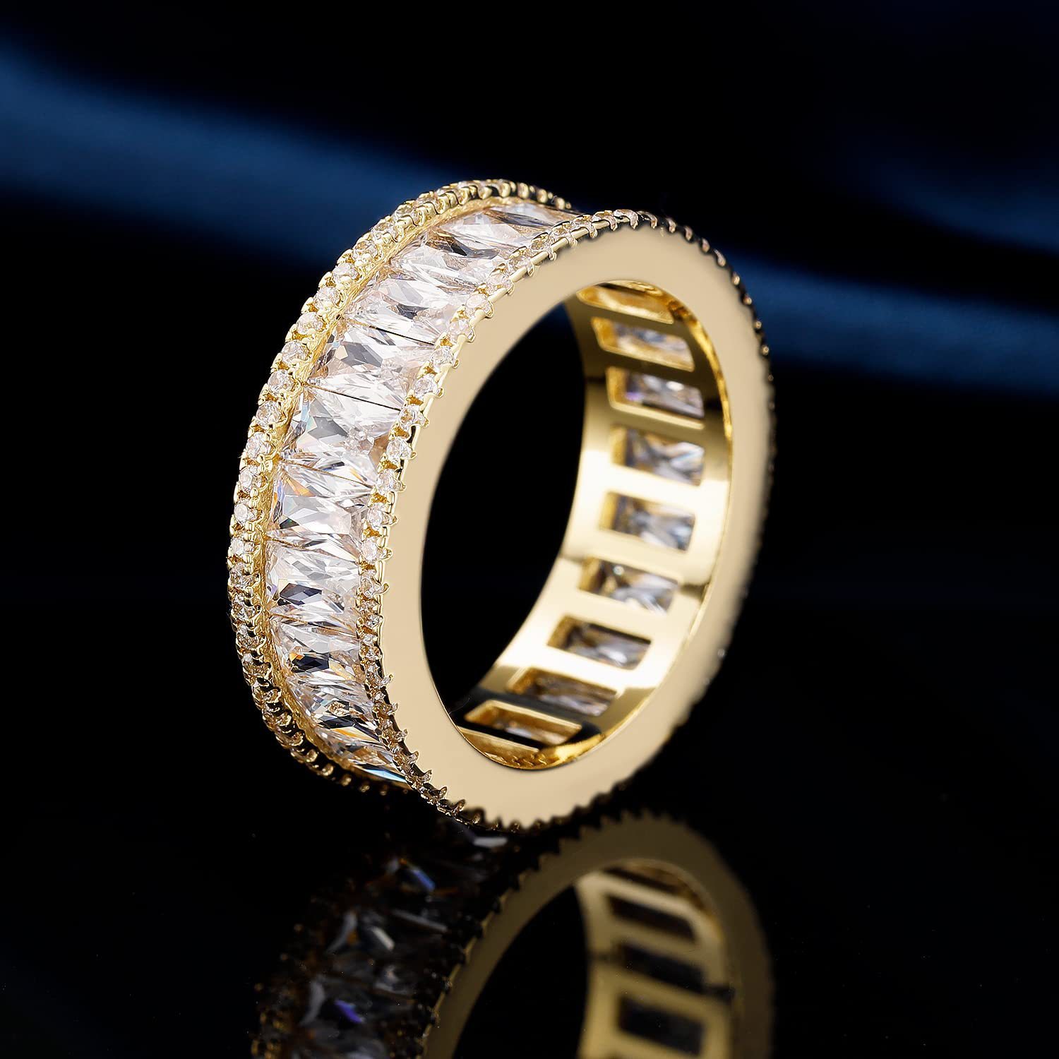 Cross-Border Hip-Hop Accessories Copper Inlaid Zircon T Cubic Zirconia Ring European And American Personality Hot Selling Jewelry Exquisite Versatile Water Plated 18K Real Gold