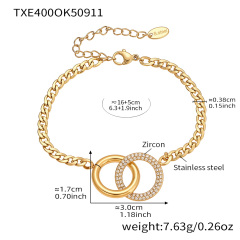 TXE400- Gold Double Ring Bracelet 16+5cm