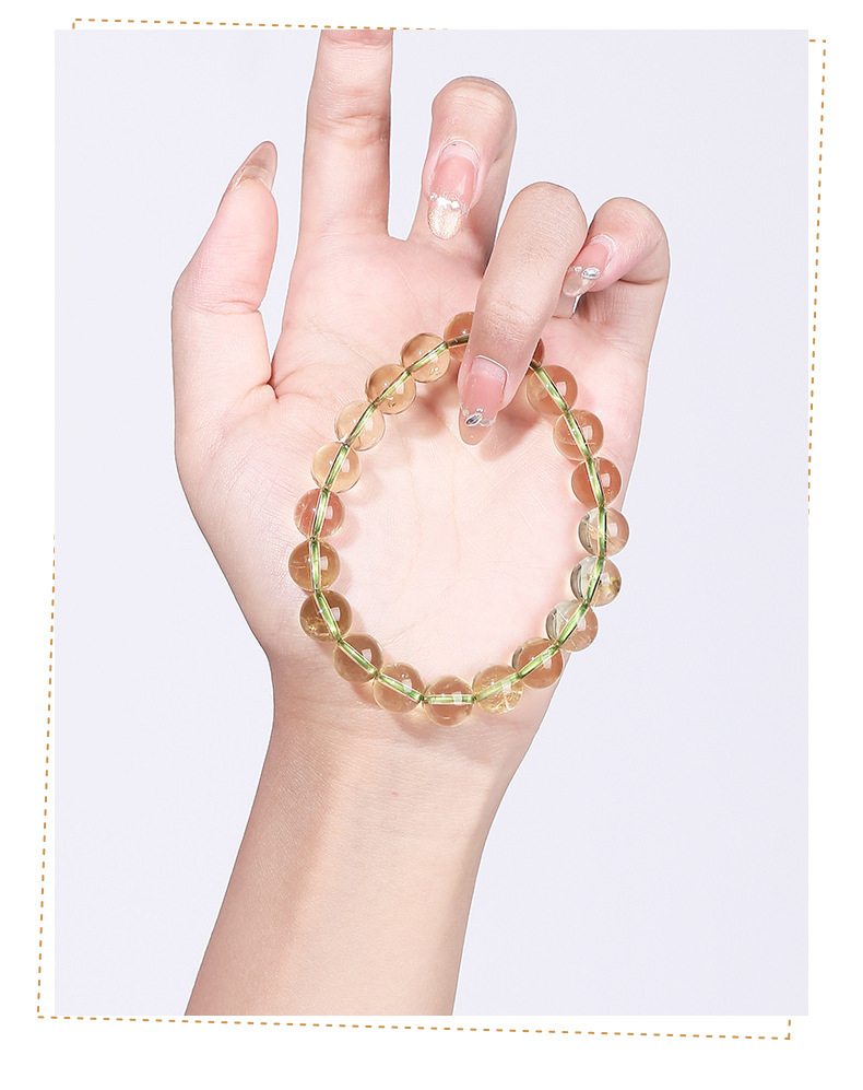 Natural Crystal Bamboo Leaf Green Bracelet Transparent Grape Color Jade Bracelet Geometric Pattern Simple Style Women's Jewelry