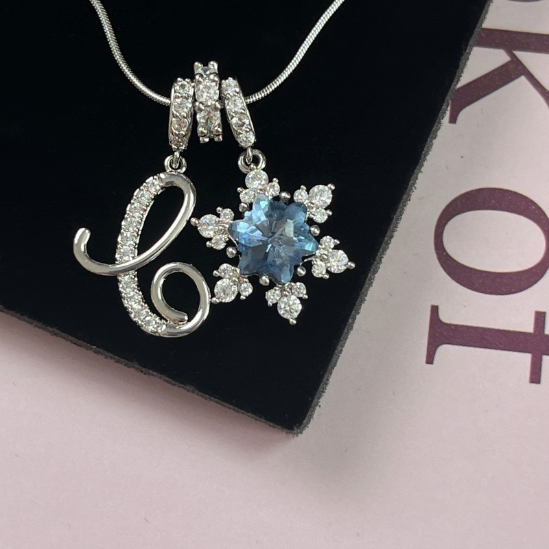 New Style Copper Zirconia Pendant Letter Necklace Silver Stainless Steel Chain Birthday Gift For Women Trendy Fairy Style