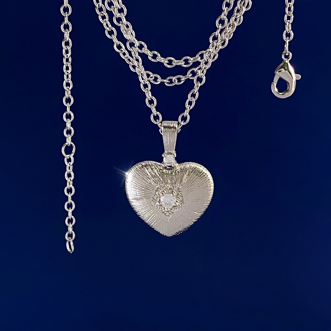 Women's Brass Cable Chain Heart Shape Pendant Necklace Brass Jewelry