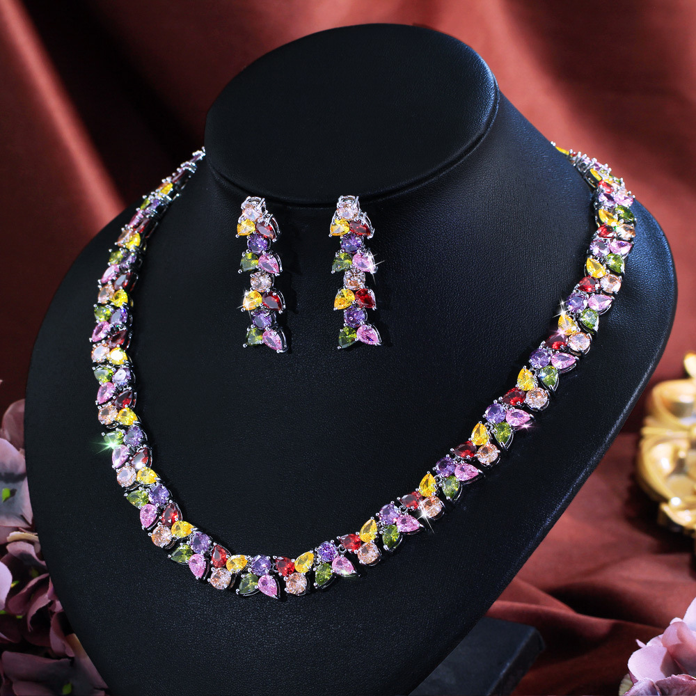 Women's Floral Geometric 2 Piece Jewelry Set Gold Plated Cubic Zirconia Elegant Bridal Gift For Wedding Party Evening Dress