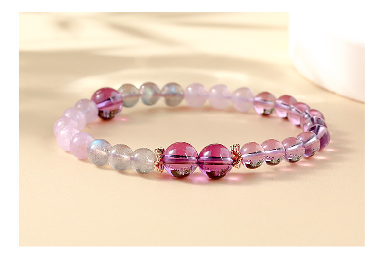 JD Jewelry Natural Amethyst Lucky Bead Design Bracelet Ice Transparent Purification High-end Feel Women's Accessories Simple Style