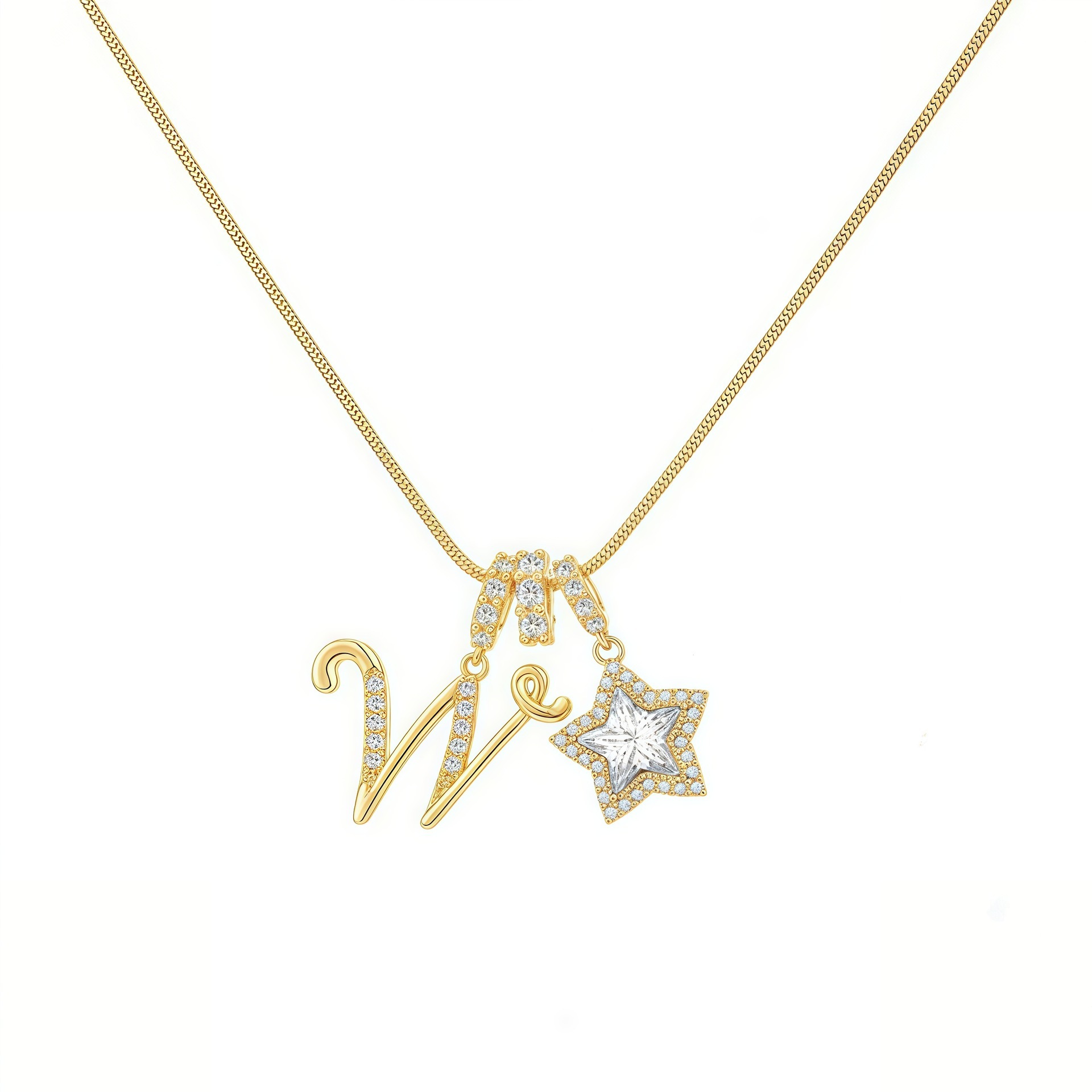Dopamine Star Girl TK26 Letter Necklace Stainless Steel Chain Plated 22K Real Gold Decorated Luxury Style Women's Jewelry