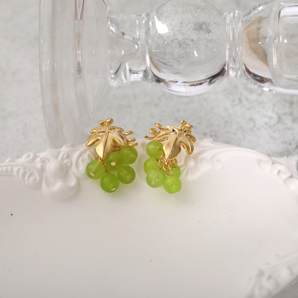 Dopamine Fruit Grape Women's Copper Plated Silver Needle Ear Studs Cute Garden Style Fresh Countryside Style Jewelry Accessories