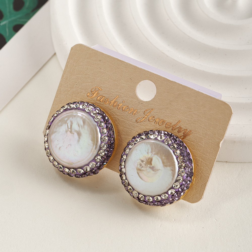 Fashionable Color-Preserving Electroplated Rhinestone Pearl Earrings Modern Style Casual Weekend Women's Jewelry Accessories