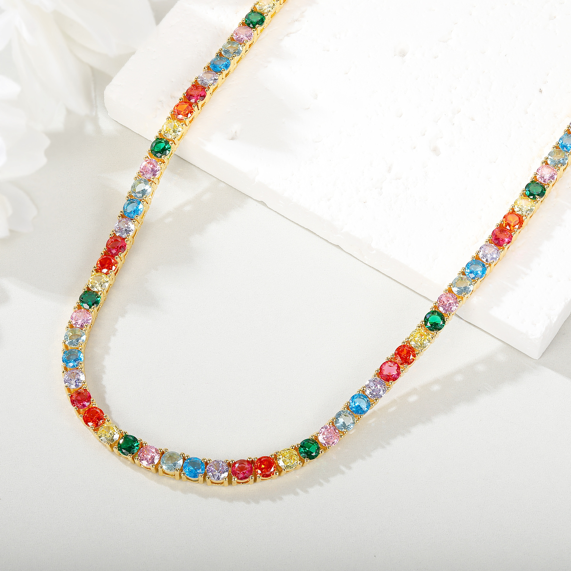 Fashion Zircon Tennis Necklace Copper Alloy Luxurious Style Unisex Pendant Jewelry Trendy Design New 3mm 4mm 5mm
