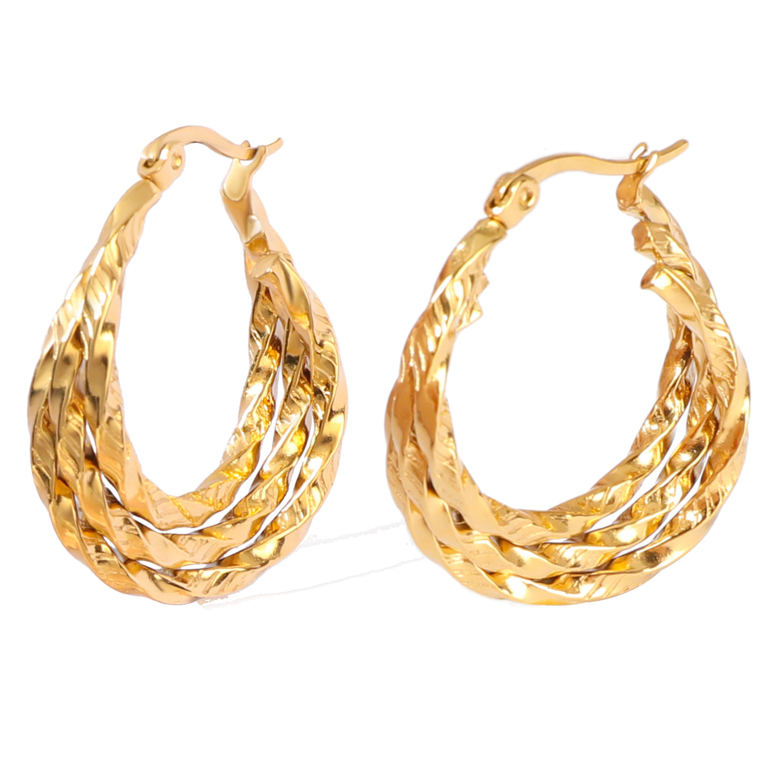 Justop European And American Retro Tassel Earrings Gold-Plated Stud Earrings 18K Imitation Gold Earrings Decorative Women's Jewelry