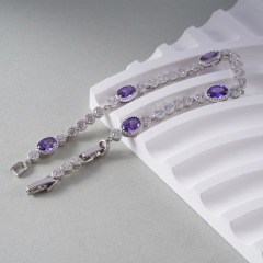 Purple Zirconia 17cm Bracelet + 3cm Extension