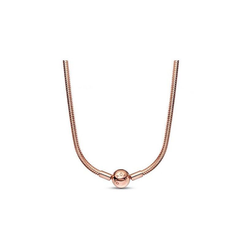 Silver Plated Necklace Beads DIY Accessories Rose Gold Style Men's Women's Fashion Hip Hop Couple Gifts Copper Material Chain