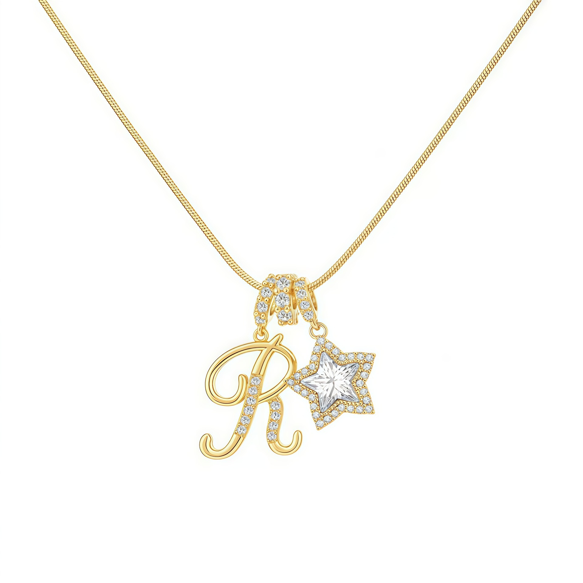 Dopamine Star Girl TK26 Letter Necklace Stainless Steel Chain Plated 22K Real Gold Decorated Luxury Style Women's Jewelry