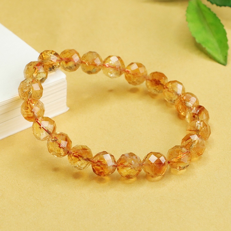 Aiyue Yellow Crystal Bracelet Polished Geometric Pattern Ethnic Style For Men And Women Birthday Party Jewelry Accessories