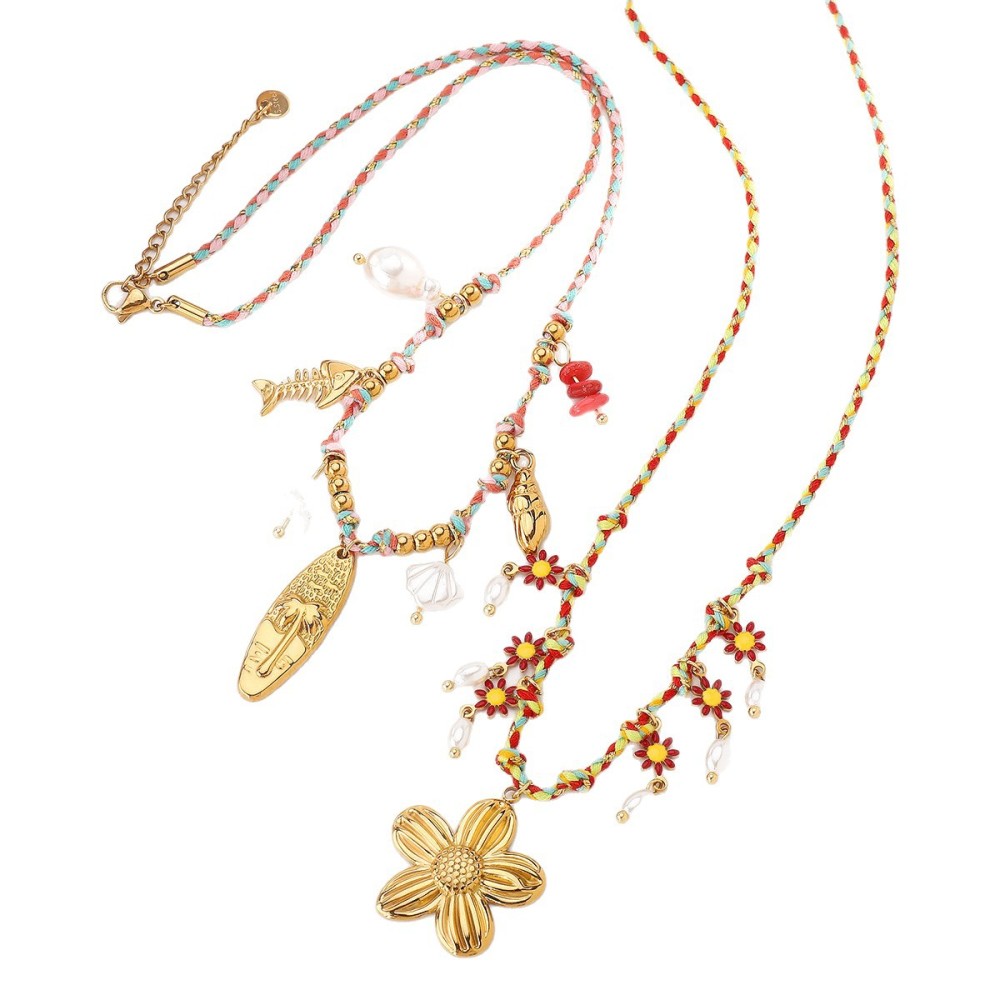 Casual  Style Fruit Pendants Women's Necklace Fashionable Stainless Steel Sun Star Pendant Jewelry