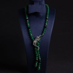 White Background Black + Green Agate