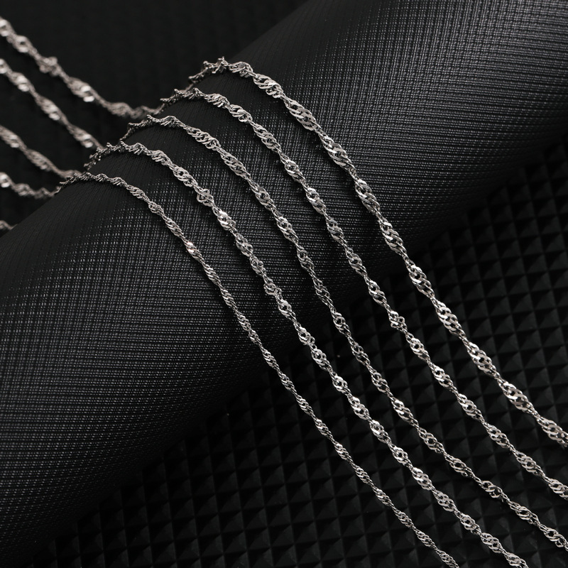 Stainless Steel Water Wave Chain Necklace Versatile DIY Jewelry Chain Unisex Fashion Simple Titanium Steel Clavicle Chain