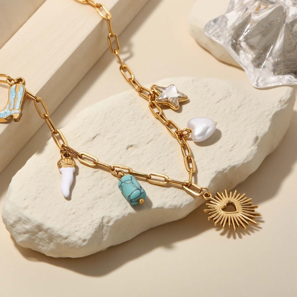 New Stylish Stainless Steel Necklace Set With Sun Knot Clavicle Chain Luxury Light Jewelry Accessories For Women