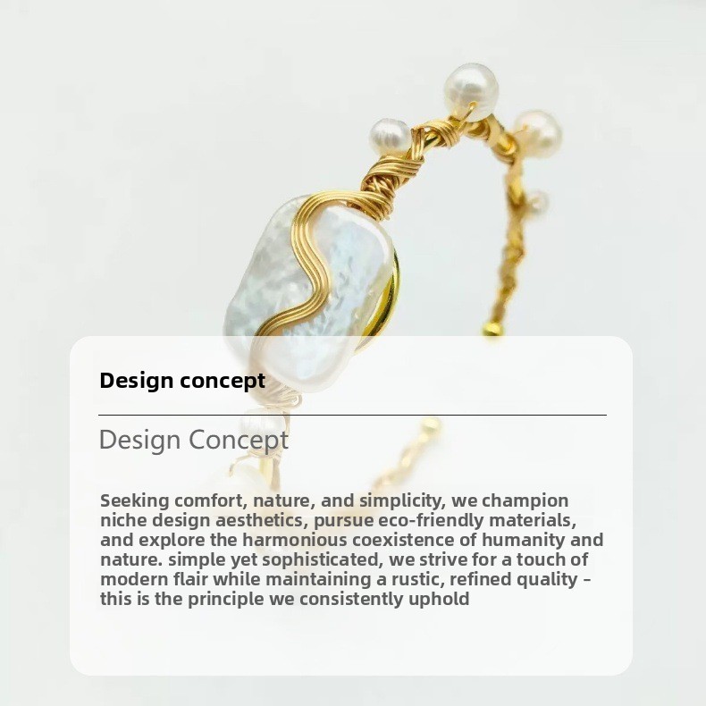 Fashionable Fresh Simple Design Sensation Bracelet With Freshwater Pearl Versatile Geometric Pattern Chain For Women
