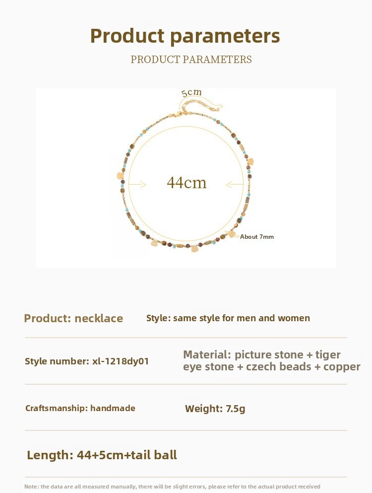 Yadengfeng Original Design Natural Picture Stone Necklace Czech Beads Set Women's Jewelry Accessories Triangle Round Handmade