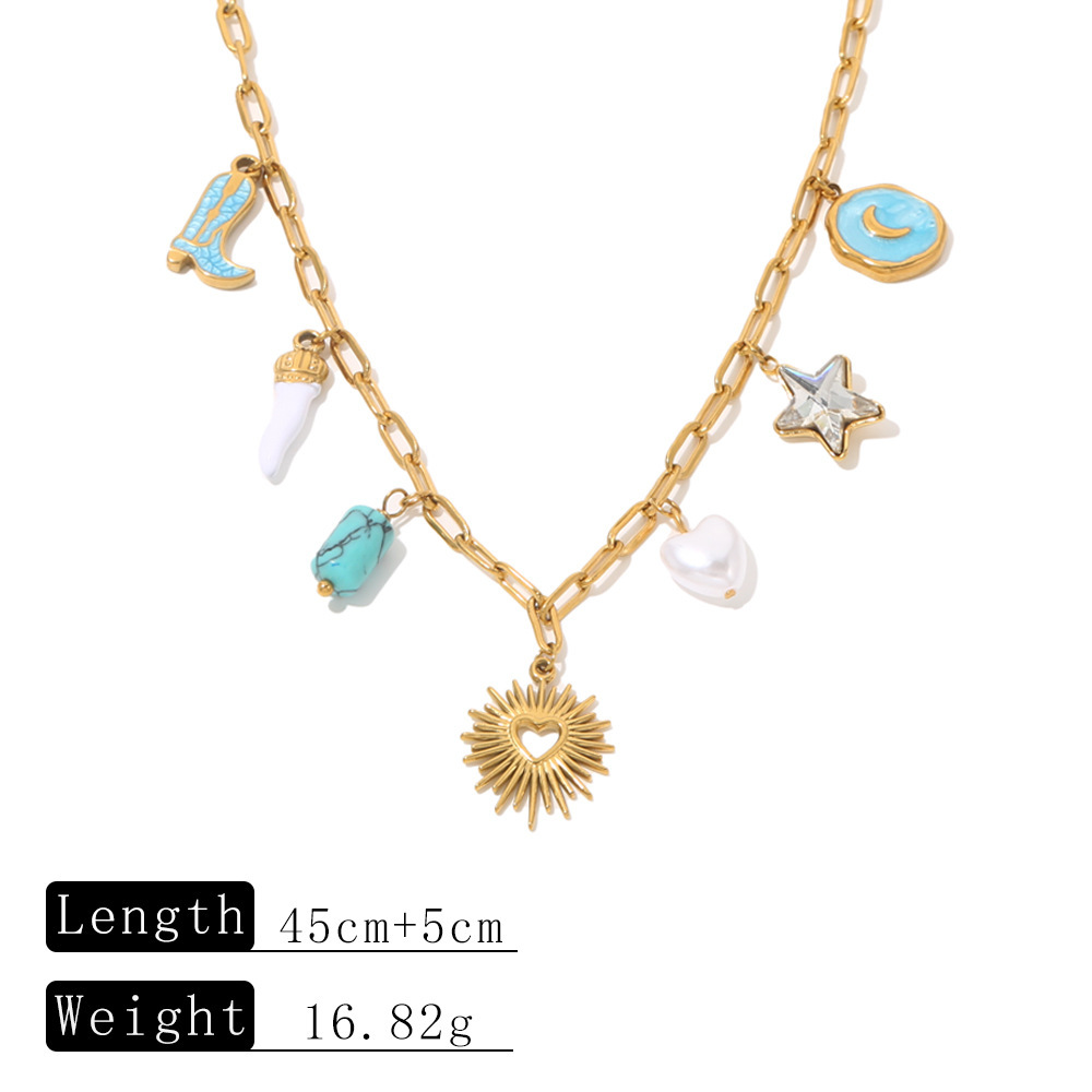 New Stylish Stainless Steel Necklace Set With Sun Knot Clavicle Chain Luxury Light Jewelry Accessories For Women