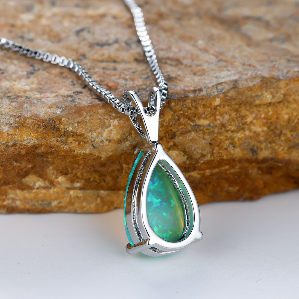 Wish Bestselling Waterdrop Australian Opal Pendant Necklace Women Elegant Versatile Quality Jewelry Fashion Accessories