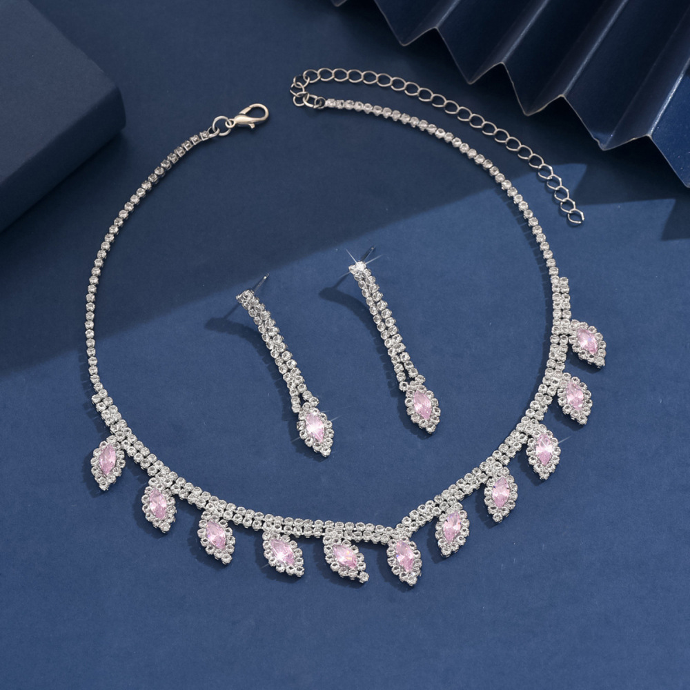 Fashionable  Wedding Jewelry Set Earrings Necklace Bracelet For Bridal Gown Accessories Luxury Style