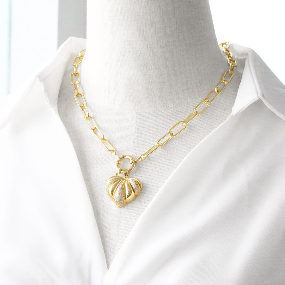 AS Jewelry European And American Cross-Border Hot-Selling Full Zircon Heart Pendant Necklace Copper Gold-Plated Clavicle Chain Nkn97