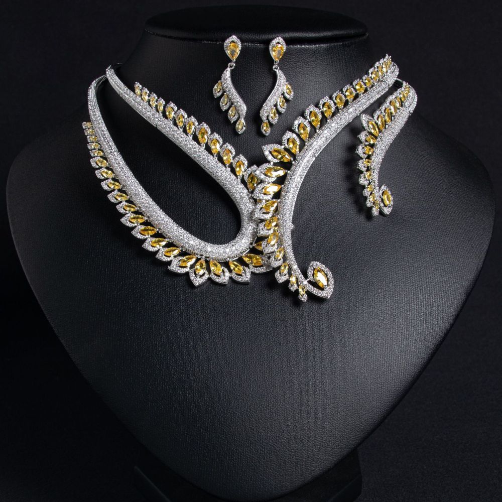 Internet Celebrity  Hot-Selling Necklace INS Style Zircon Earrings Set Decoration For Women Versatile Hip-Hop Style High-End Jewelry