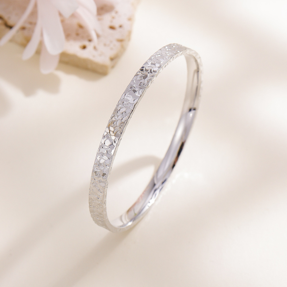 Cherry Blossom Ice Crushed Gold Bracelet Shiny Copper Jewelry Women's Accessories Solid Color Gradient