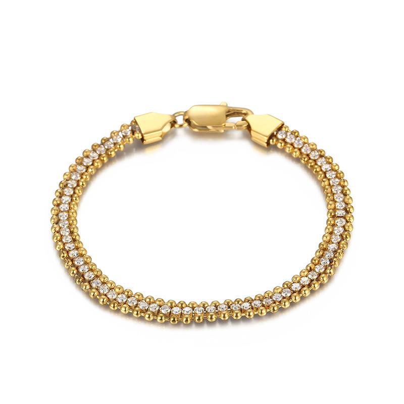 PVD Coated 18K Gold Plated Solid Color Stainless Steel Classic Style Commute Waterproof Non Tarnish Bracelets Necklace
