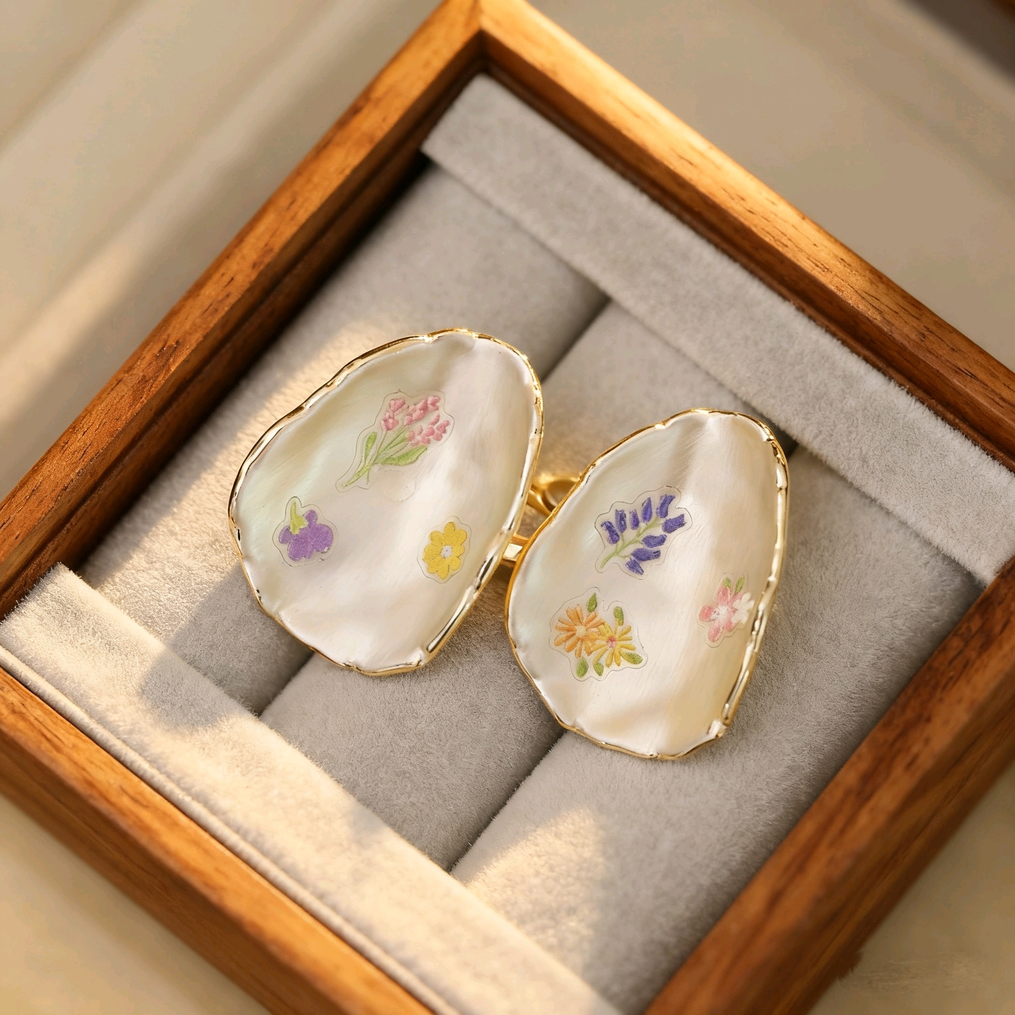 14K Gold Plated Copper French Retro Enamel Flower Stud Earrings Exquisite Art Student Oil Painting Style Niche Unique Design Simple Earrings For Women