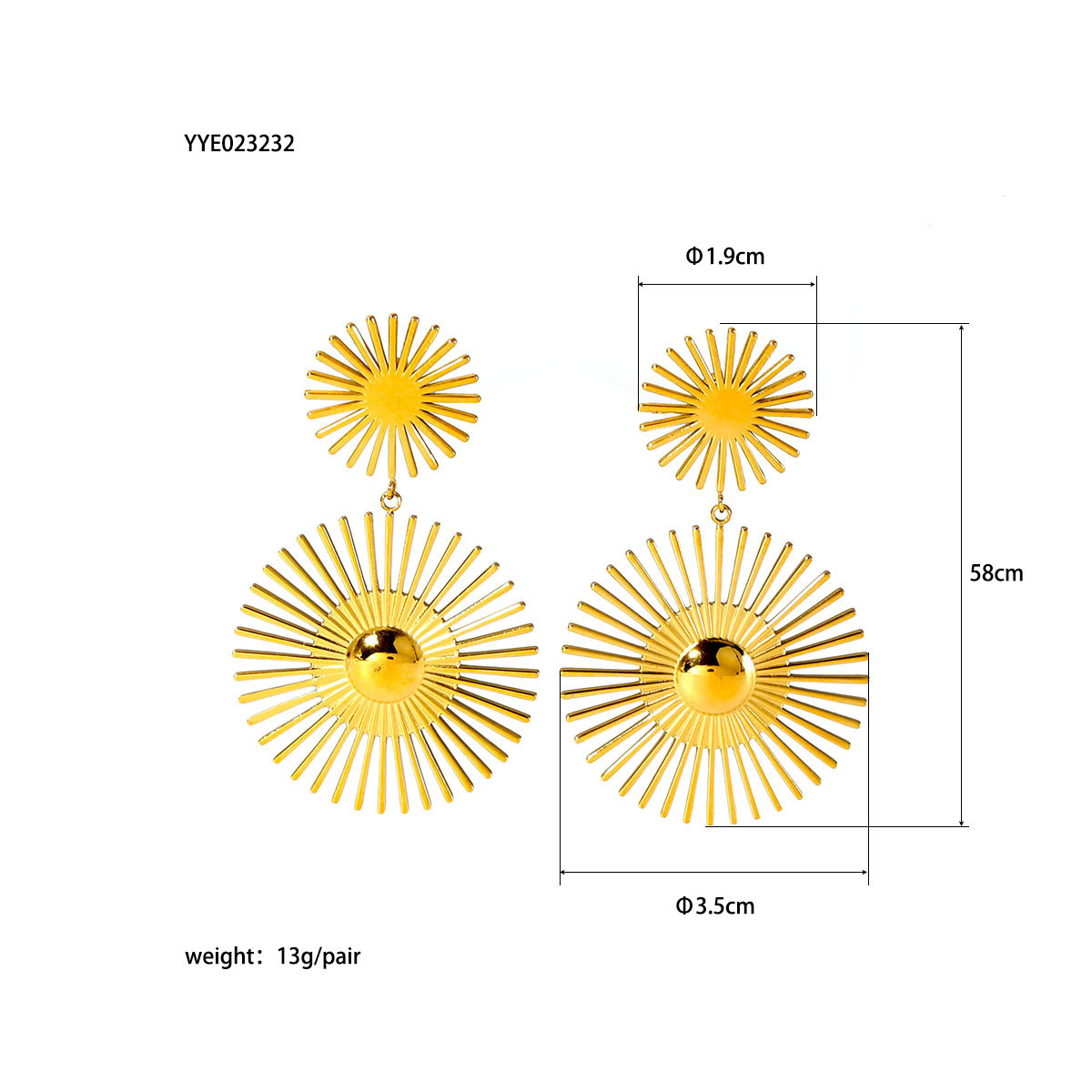 PVD Coated Real Gold Plated 18K Gold Solid Color 201 Stainless Steel Classic Style Waterproof Non Tarnish Drop Earrings