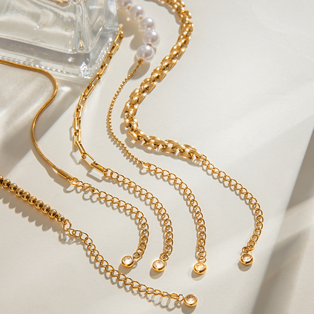Simple Style Classic Style Solid Color 304 Stainless Steel 18K Gold Plated Cuban Link Chain Curb Chain Ball Chain Twisted Rope Chain Bracelets In Bulk