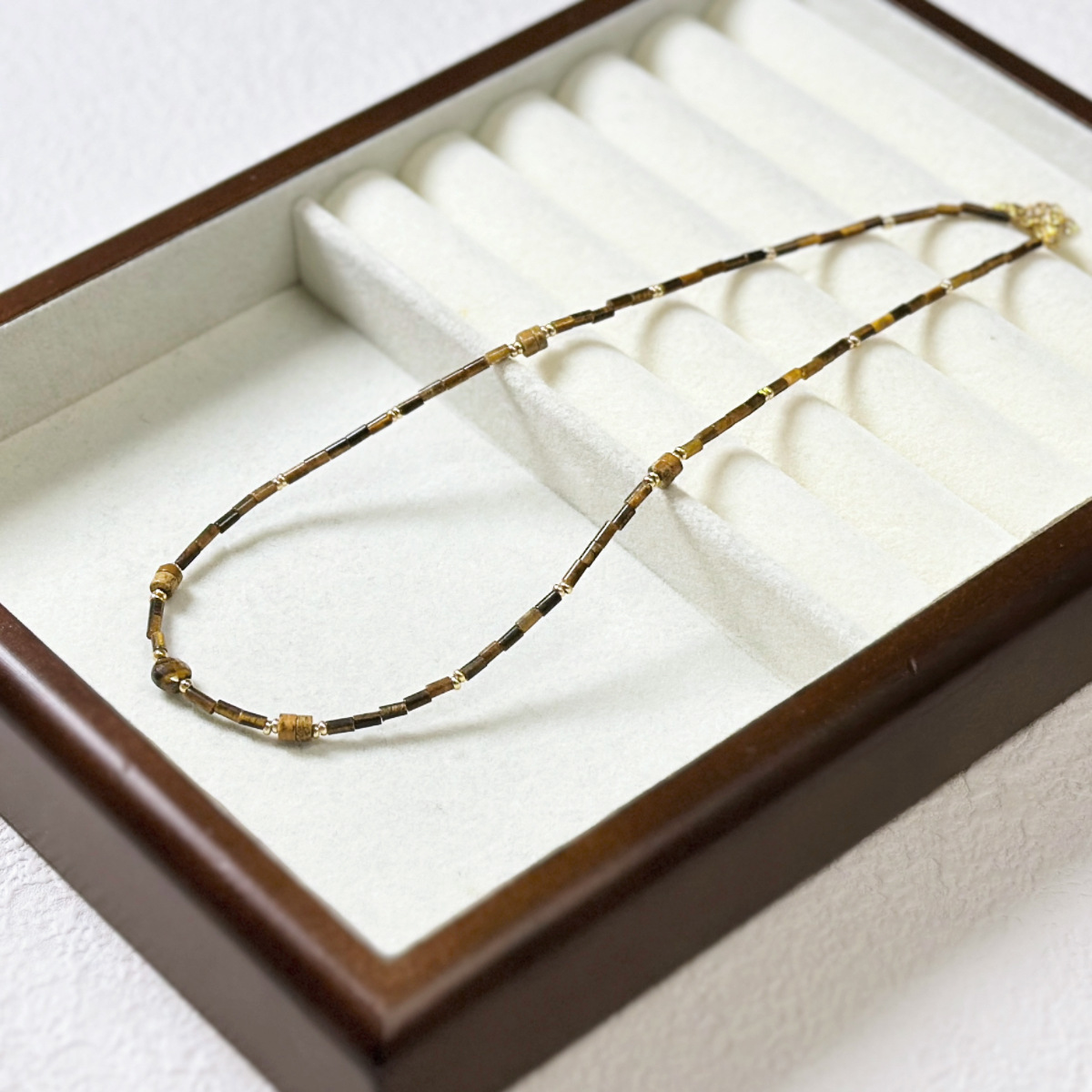 Fall Winter New Natural Stone Necklace Tiger Eye Agate Red Agate Beaded Necklace Ultra Fine Layering Clavicle Chain Titanium Steel Geometric Pattern Ins Style Women's Jewelry Accessory