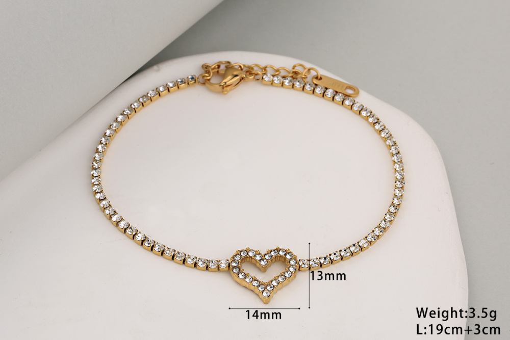 Stainless Steel Full Drill Jewelry Set Cross Circle Heart Shaped Vacuum Plating 18K Gold Dipped Water Diamond Accessories