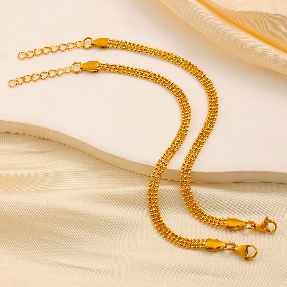 Simple Titanium Steel Gold-Plated Bracelet For Women, Multifunctional Geometric Adjustable Clasp With Inlaid Diamonds For Birthday Party