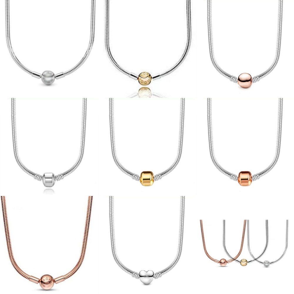 Silver Plated Necklace Beads DIY Accessories Rose Gold Style Men's Women's Fashion Hip Hop Couple Gifts Copper Material Chain