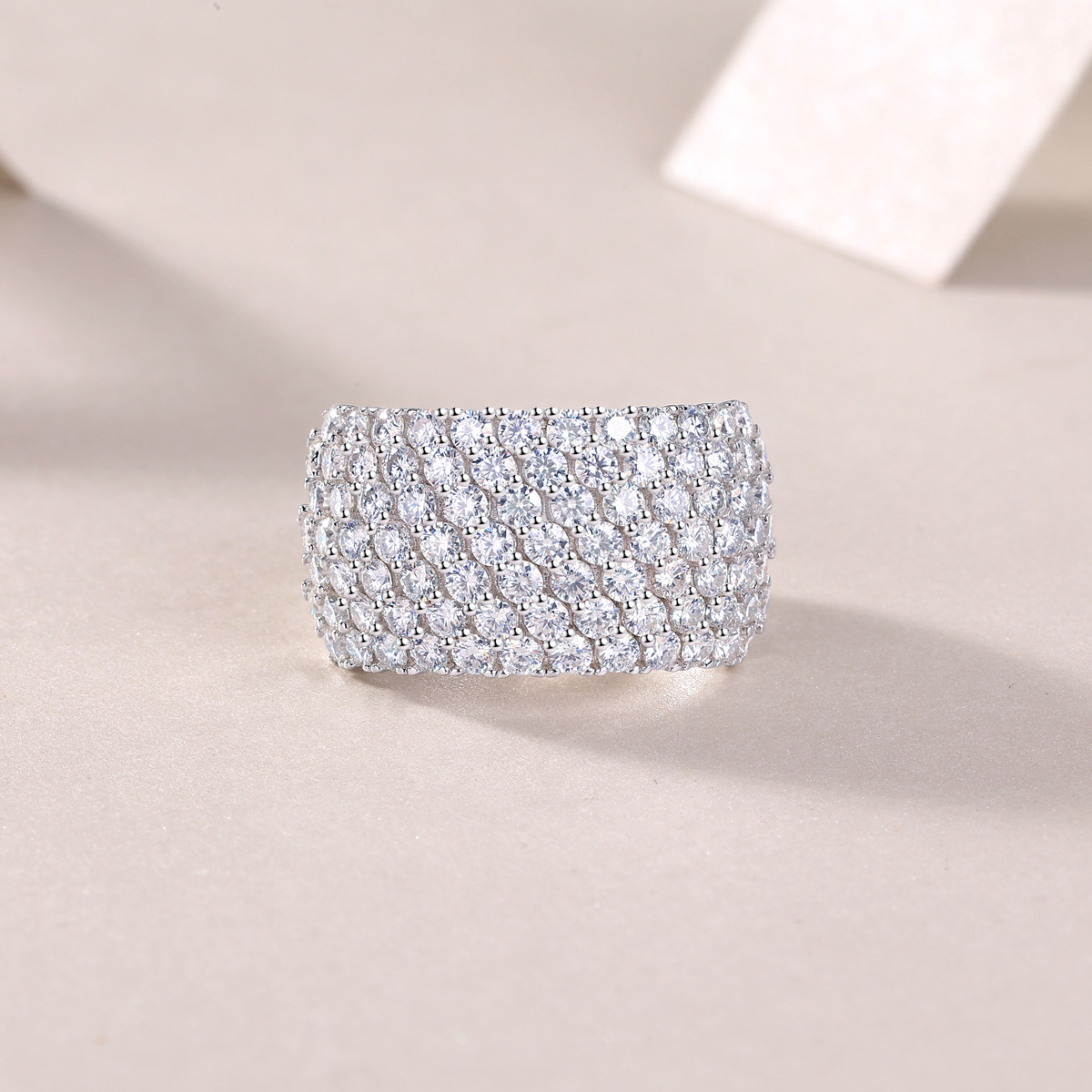 925 Sterling Silver Moissanite Geometric Rings GRA Certificate