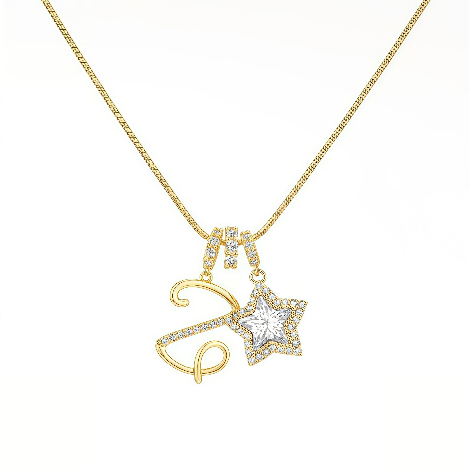 Dopamine Star Girl TK26 Letter Necklace Stainless Steel Chain Plated 22K Real Gold Decorated Luxury Style Women's Jewelry
