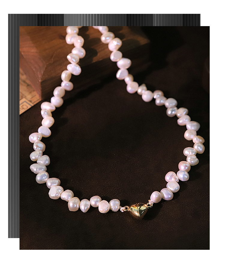 Heart Copper Clasp Natural Pearl Necklace For Women Original Handmade Fresh Versatile High-end Beaded Choker Collarbone Chain 18K Gold Plated
