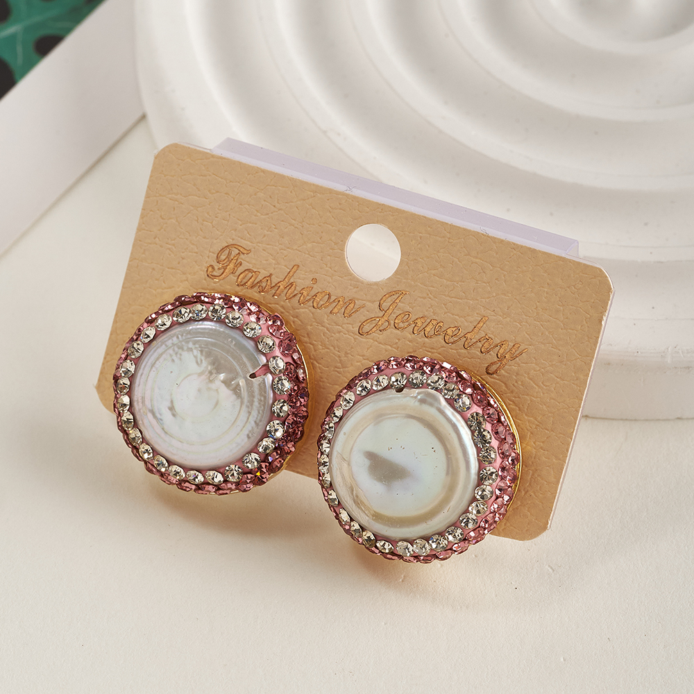 Fashionable Color-Preserving Electroplated Rhinestone Pearl Earrings Modern Style Casual Weekend Women's Jewelry Accessories