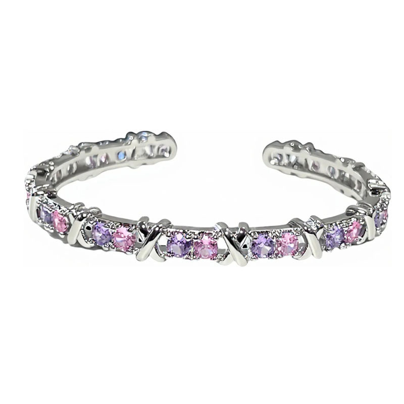 New Style Exquisite Colored Diamond Zircon Inlaid Cross Bracelet For Women Niche Design Genderless Style Versatile Light Luxury Bracelet