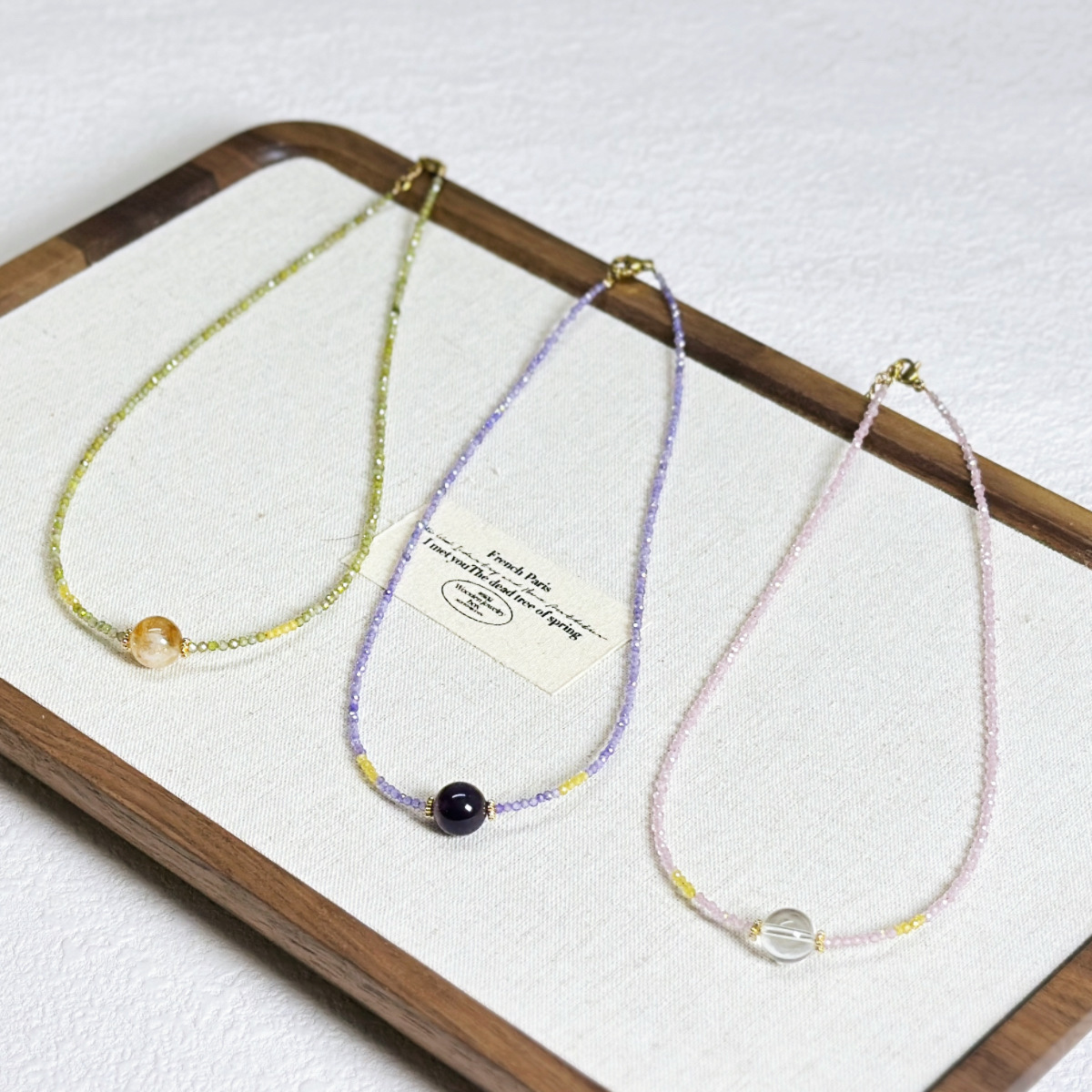 Minimalist Zircon Crystal Necklace Versatile Design Titanium Steel Geometric Pattern Women's Jewelry Accessory Purple Quartz