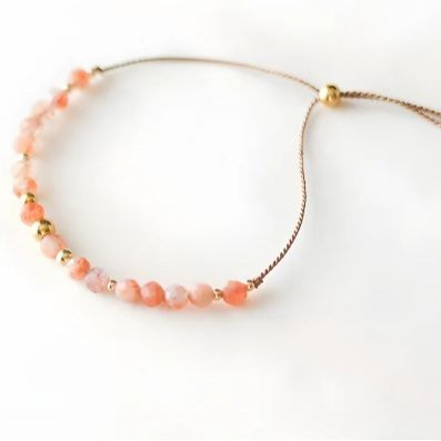 Adjustable Sunstone Gold Beaded Crystal Thread Woven Bracelet Women's Fashion Simple Style Corner Bead Bracelet Business Occasion