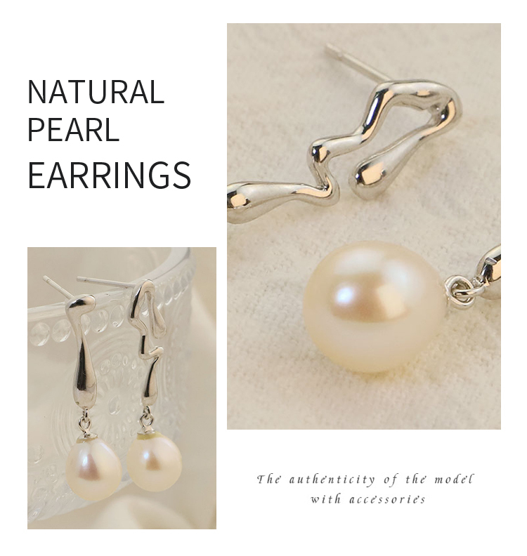 Original Natural Freshwater Pearl Pure Silver Earrings Women Versatile Design Studs High-End Jewelry Ear Accessories