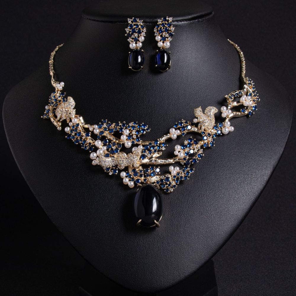 Elegant Short Lockbone Necklace And Earring Set For Women Exaggerated Fashion High End Accessories Dinner Party Jewelry