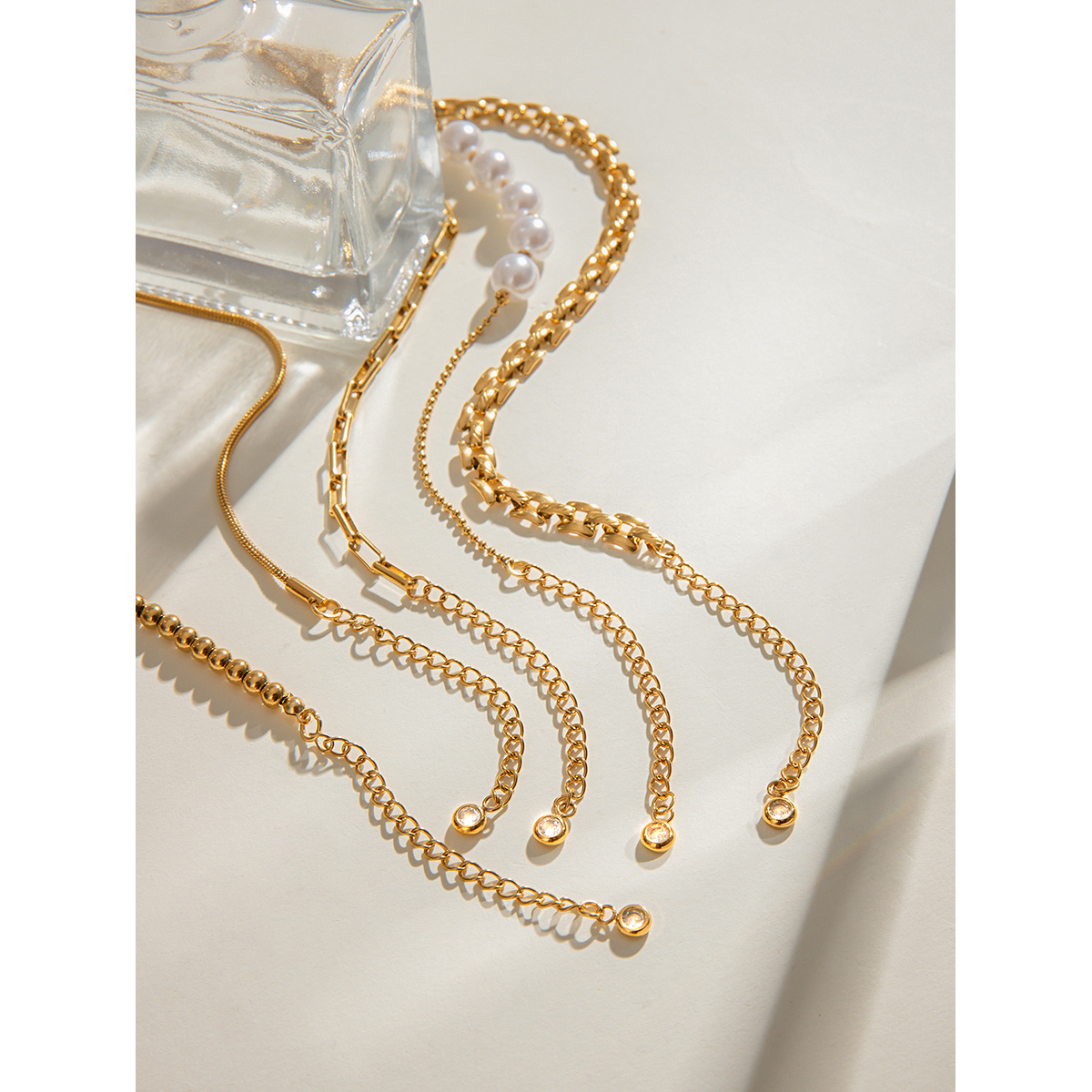 Simple Style Classic Style Solid Color 304 Stainless Steel 18K Gold Plated Cuban Link Chain Curb Chain Ball Chain Twisted Rope Chain Bracelets In Bulk